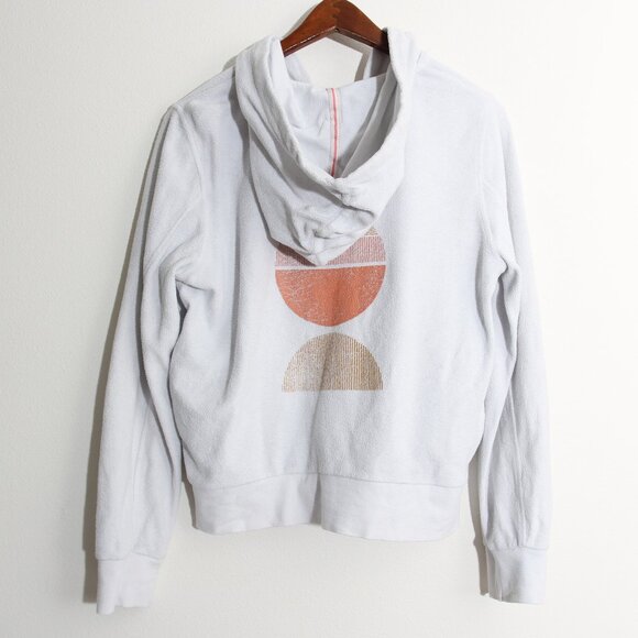 Faherty Reverse Beach Fleece Full Zip Up Hoodie Jacket White Cotton Size Medium - Picture 7 of 16